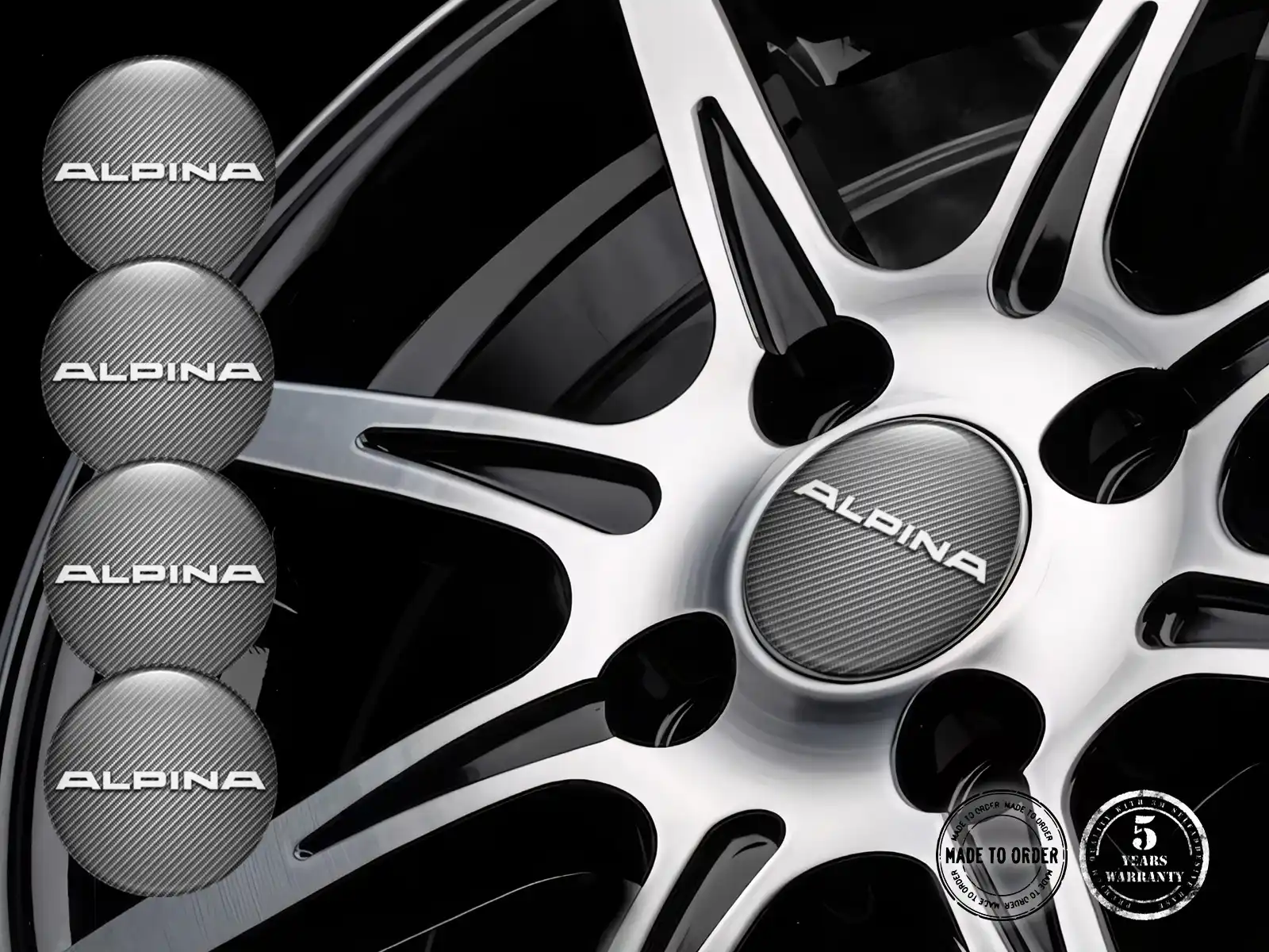 Alpina Radaufkleber Logo Harzgewölbtes Design